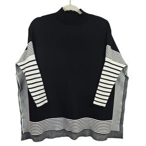 Chicwish Black and White Striped Sleeve & Hem Sweater